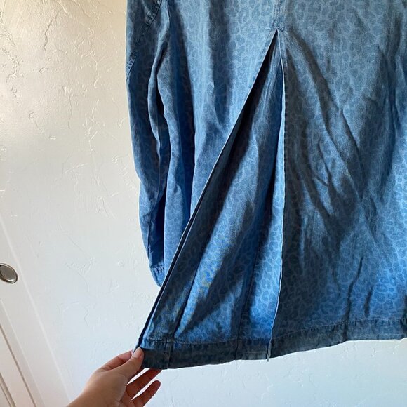 Soft Surroundings Blue Leopard Thelma Button Down Chambray Shirt - Picture 7 of 10